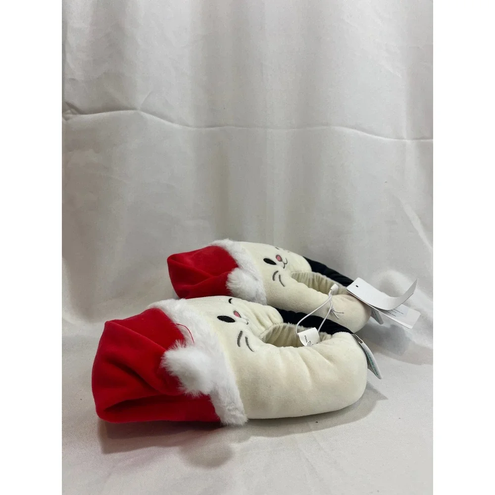 Squishmallows Santa Hat Cat Slippers Kids Size 13/1 Off-White Plush Shoes